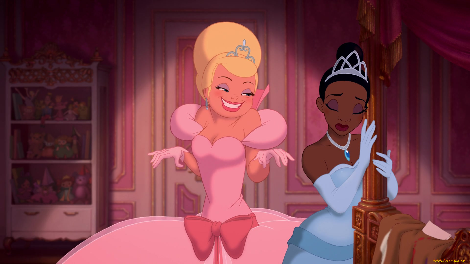 Обои Мультфильмы The Princess and The Frog, обои для рабочего стола,  фотографии мультфильмы, the princess and the frog, девушка, принцесса,  игрушки, кулон, корона, подруга Обои для рабочего стола, скачать обои  картинки заставки